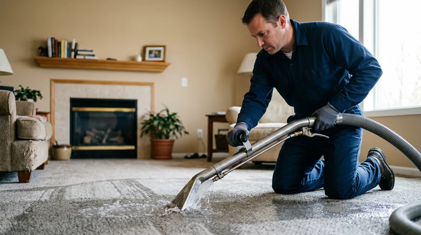 Water damage restoration technician working near Marion, KY